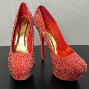 Coral silver studded stilettos